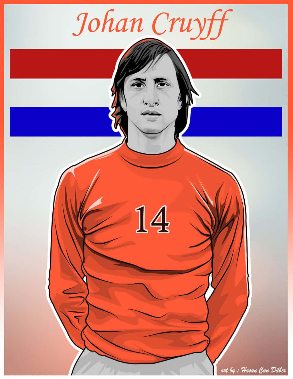 Posterde Arte Digital De Johan Cruyff Da Holanda. Papel de Parede