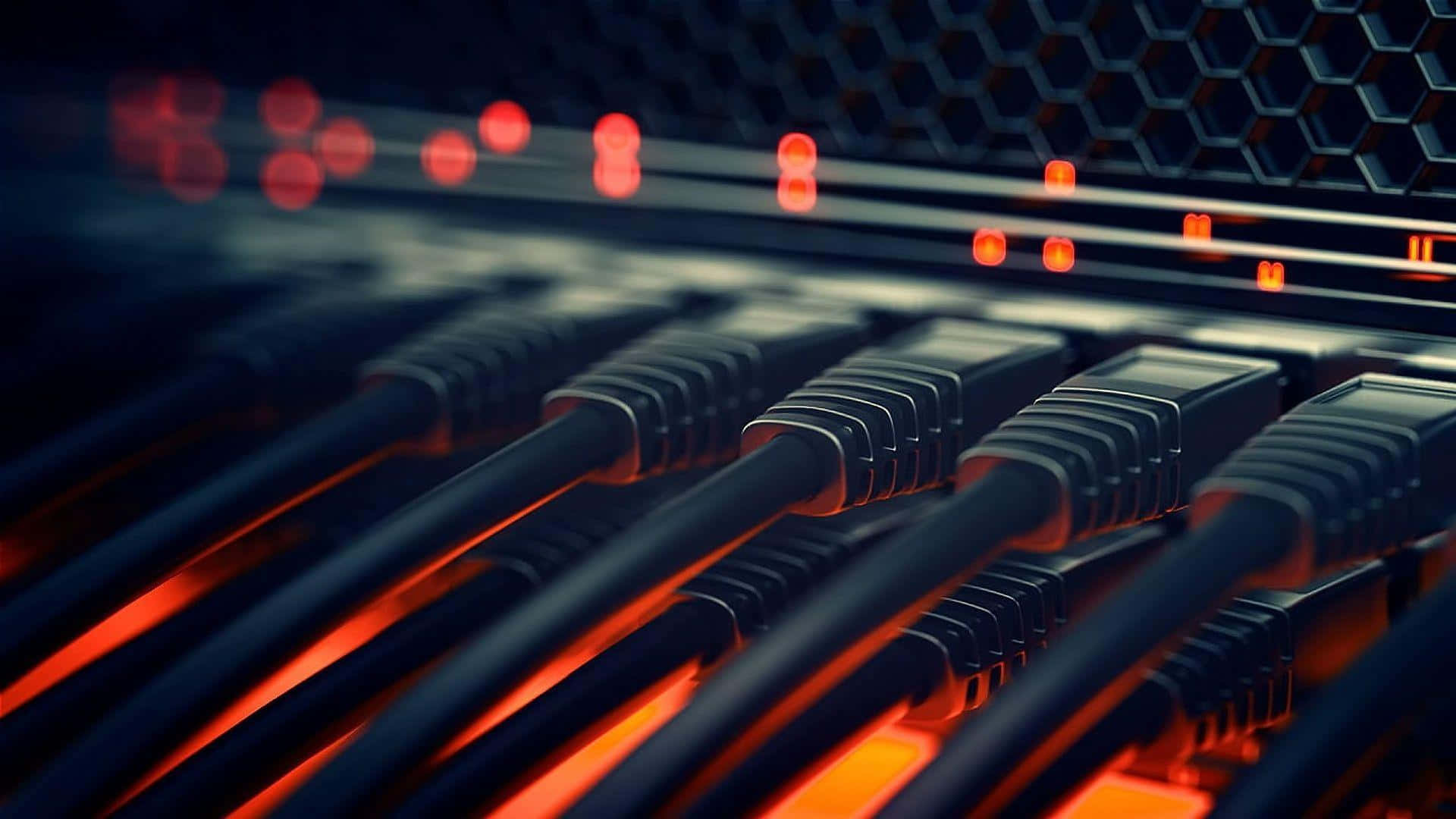Network Cables Connected Server Rack Wallpaper