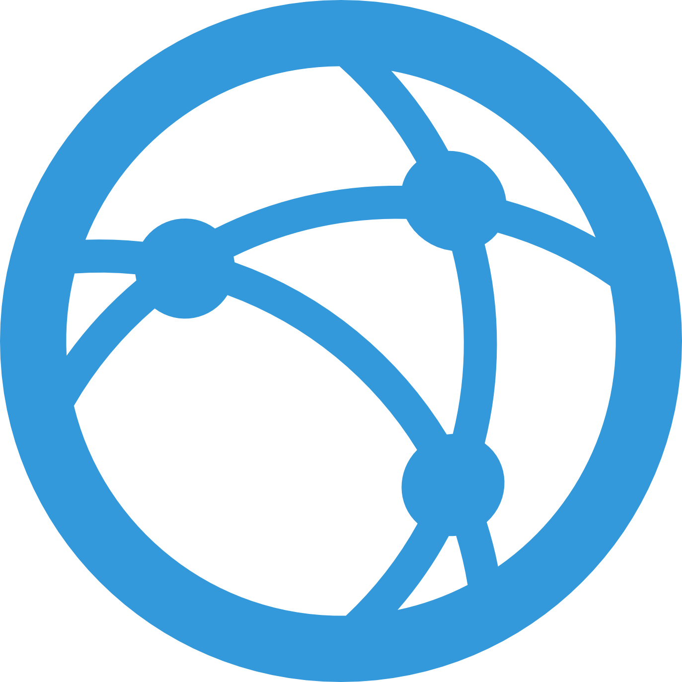 Network Connectivity Icon PNG — A minimalist blue globe icon with interconnected nodes symbolizing global networks or digital connectivity.