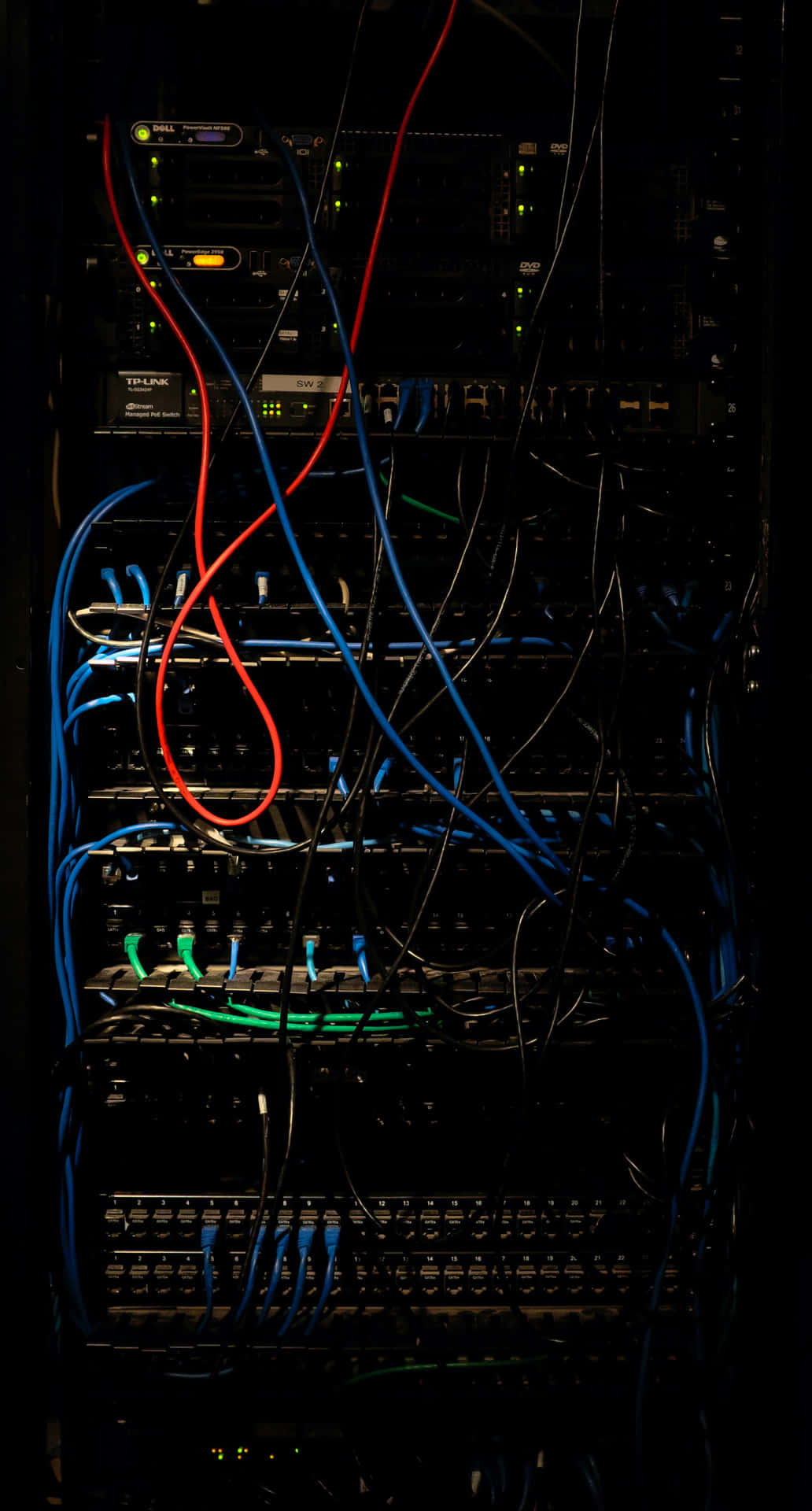 Network Server Rack Cable Management Chaos.jpg Wallpaper