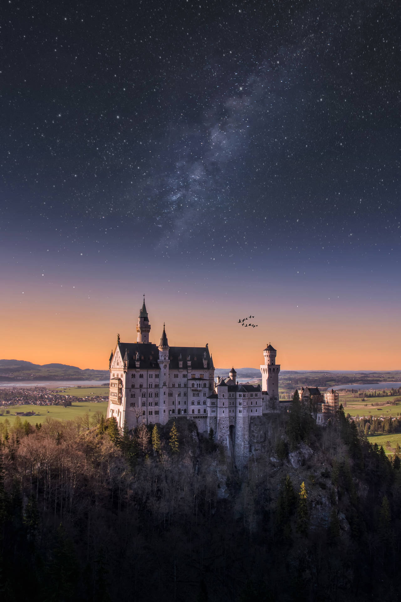 Neuschwanstein Castle Milky Way Wallpaper