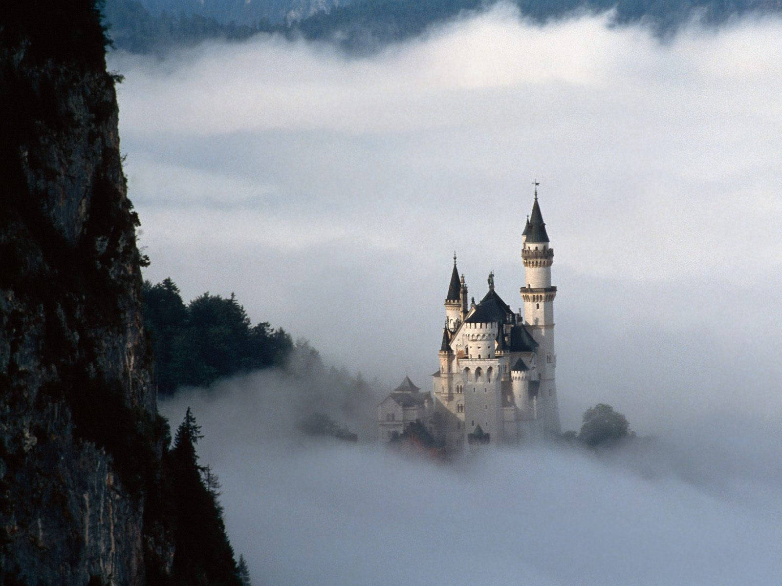 Neuschwanstein Castle Very Thick Fog Wallpaper