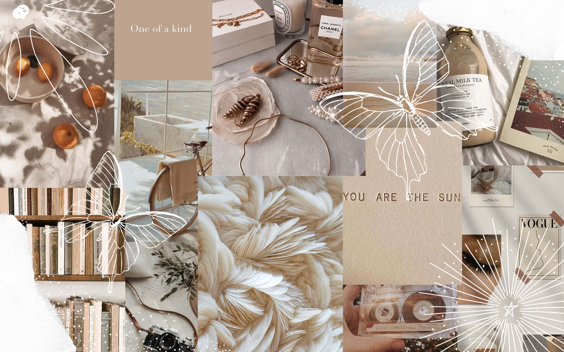 A Collage Of Various Pictures Of A White And Beige Theme
