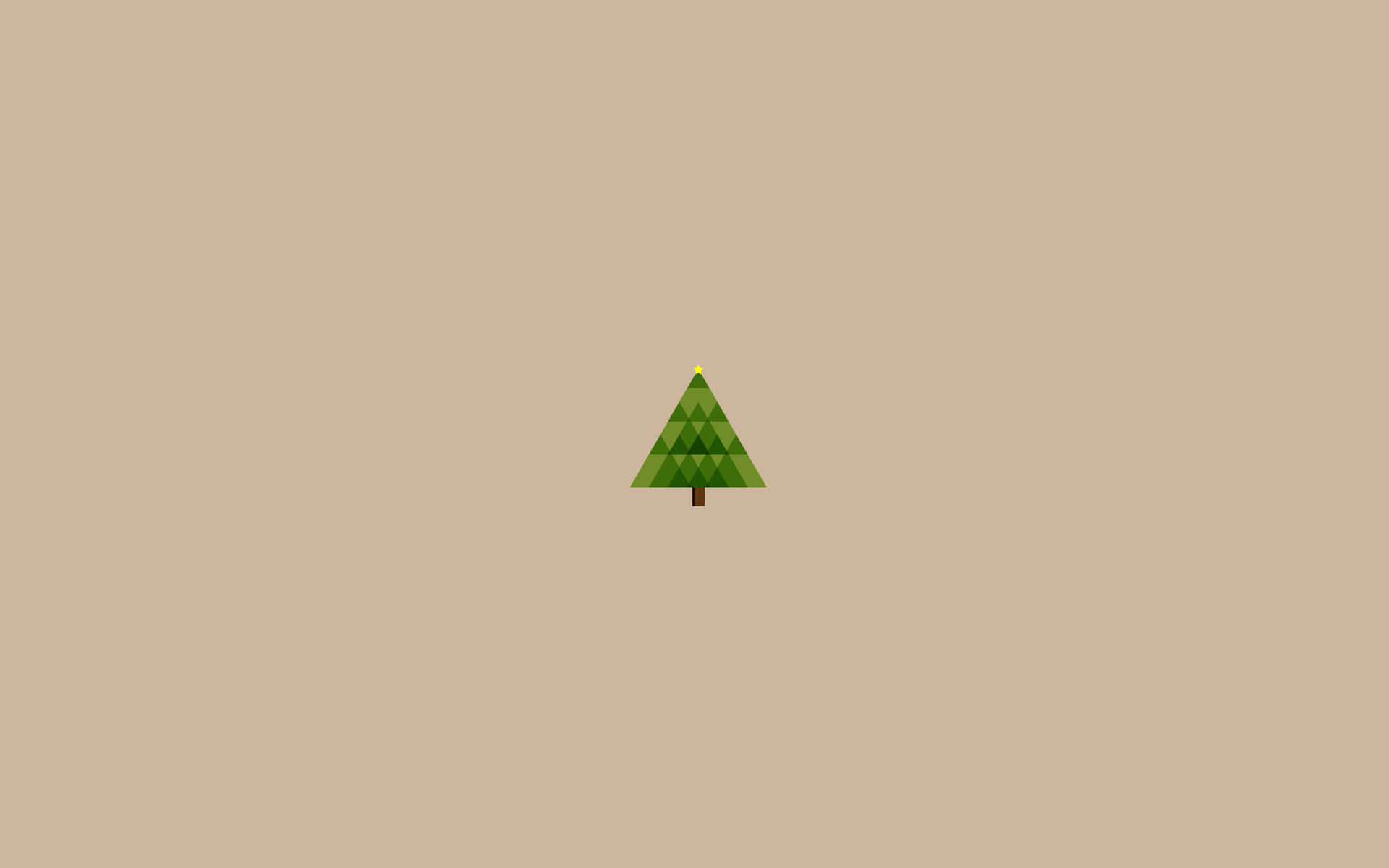 A Small Christmas Tree On A Beige Background Wallpaper