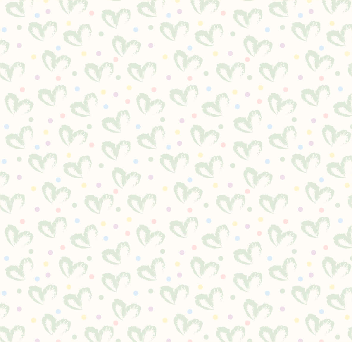 A Pattern Of Hearts In Green And White Wallpaper