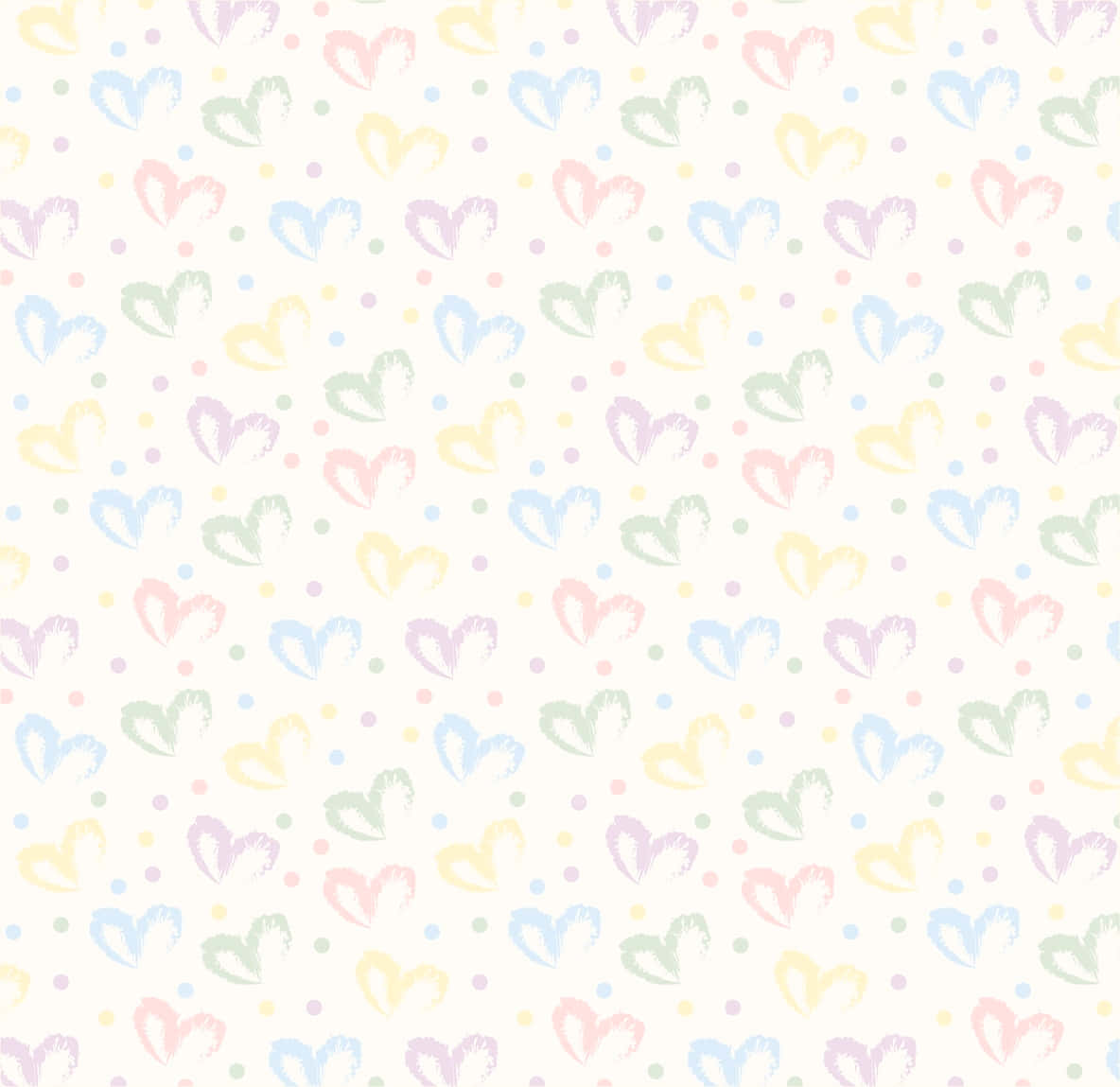 A Colorful Pattern With Hearts On A White Background