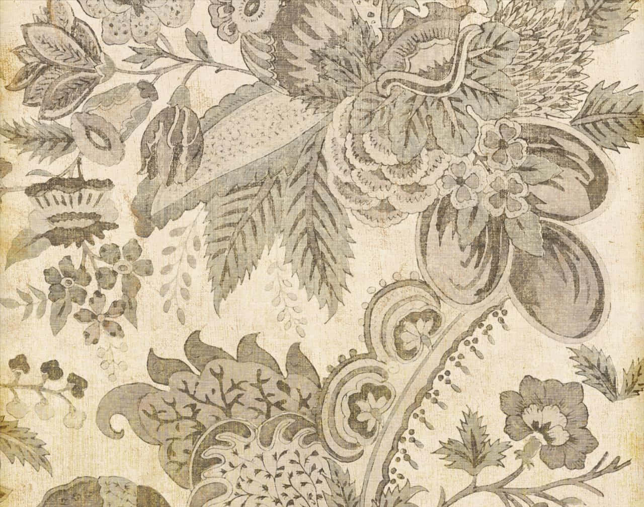 A Beige And Gray Floral Wallpaper With A Floral Pattern