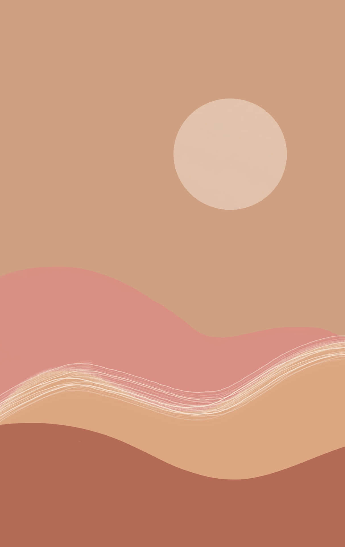 A Desert Landscape With A Sun And A Pink Sky