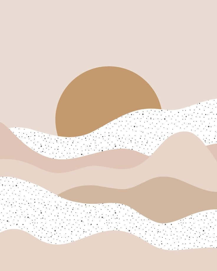 Minimalist Waves And Sunset Neutral Colors Wallpaper