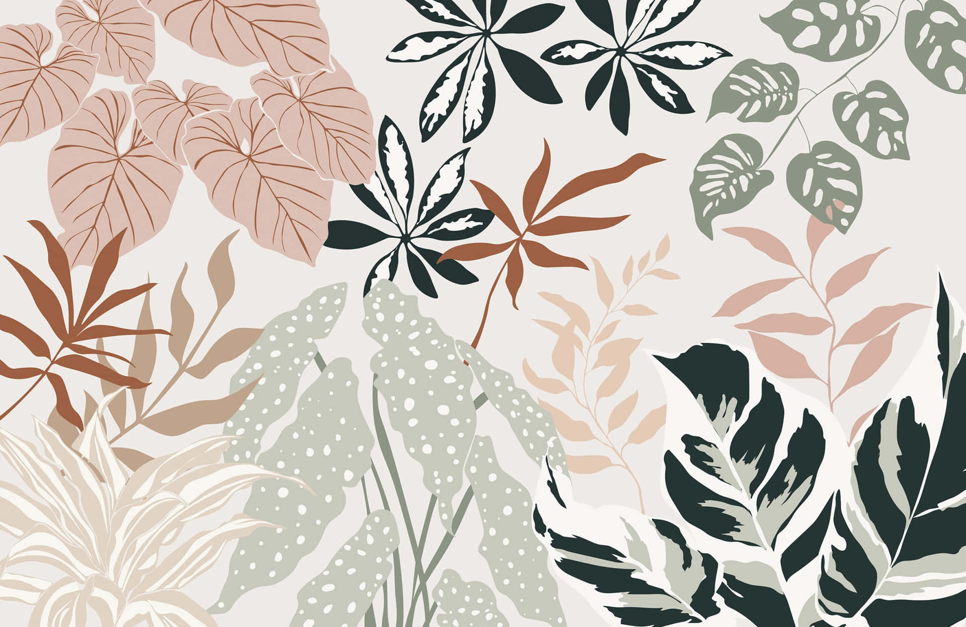 Leafy Neutral Desktop Wallpaper