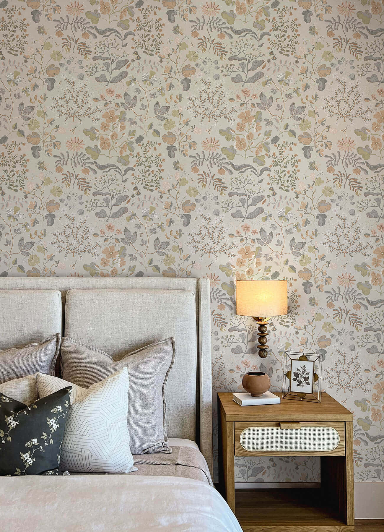 Neutral_ Floral_ Bedroom_ Interior Wallpaper