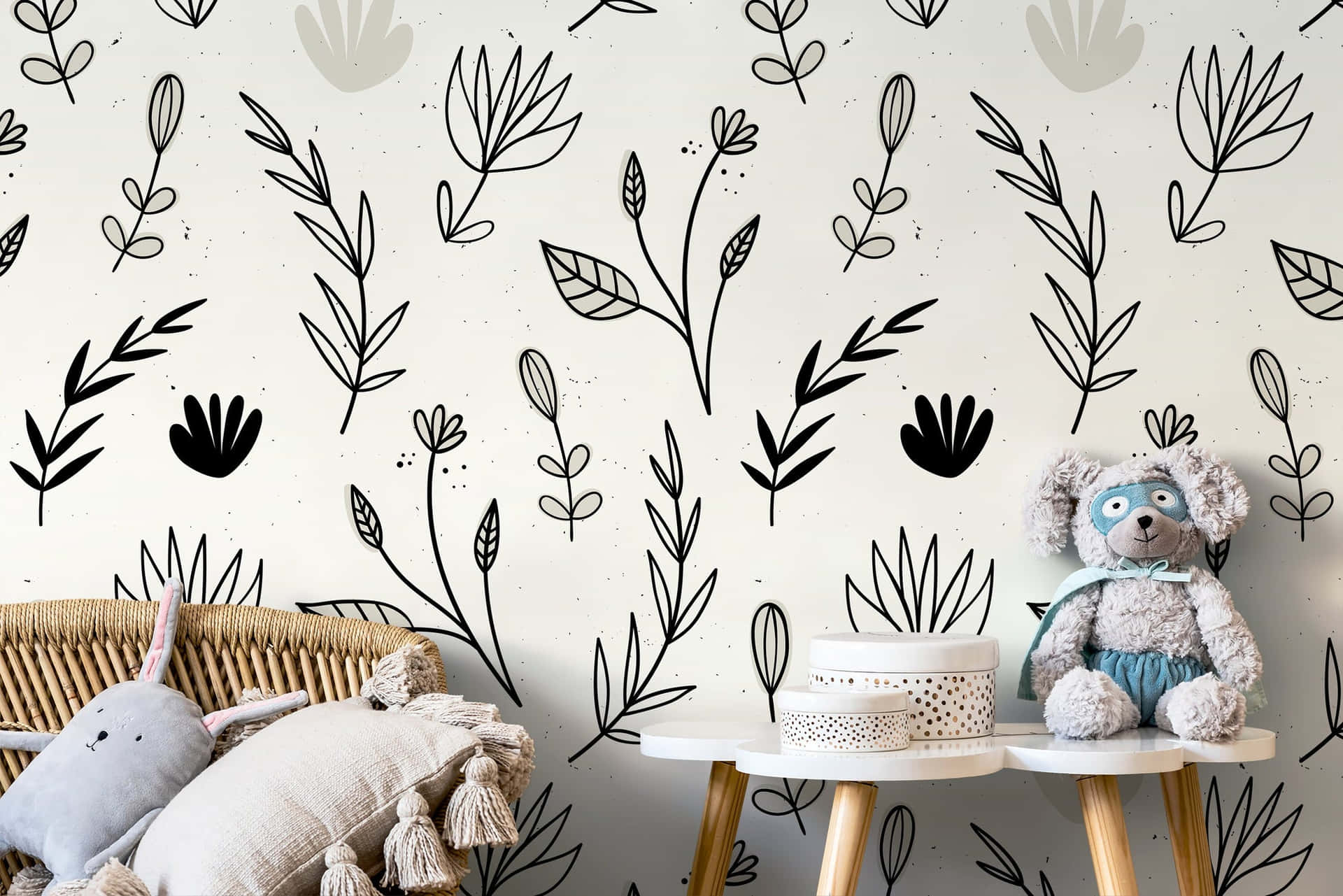 Neutral Floral Nursery Decor Wallpaper