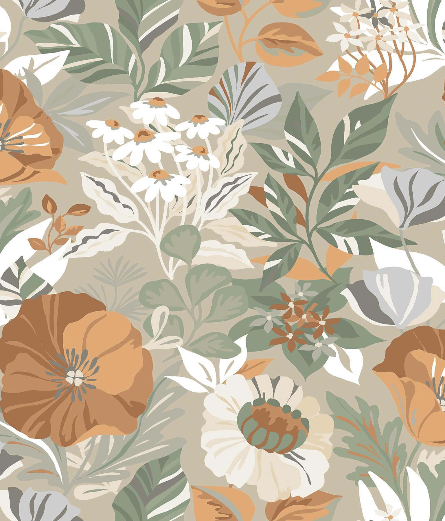 Neutral_ Floral_ Pattern_ Background Wallpaper