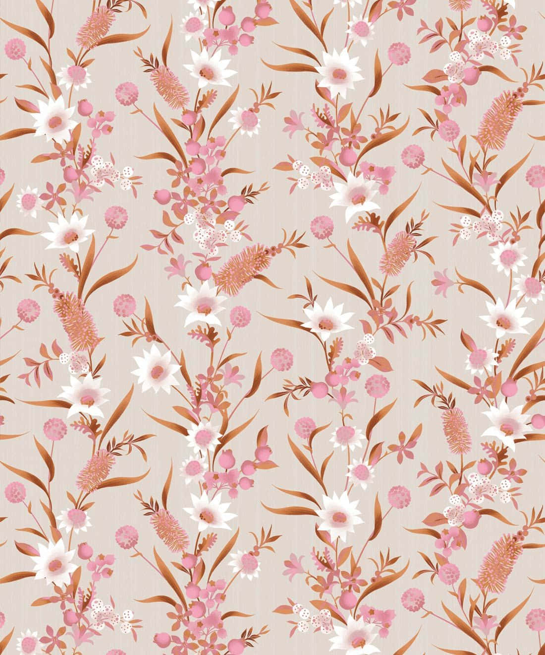 Neutral Floral Pattern Background Wallpaper
