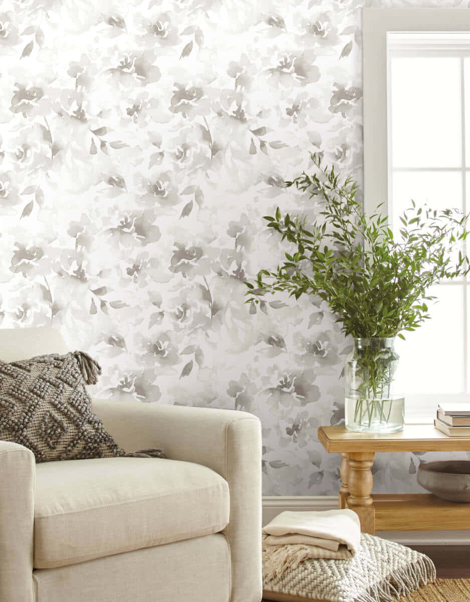 Neutral Floral Wallpaper Interior Design Wallpaper