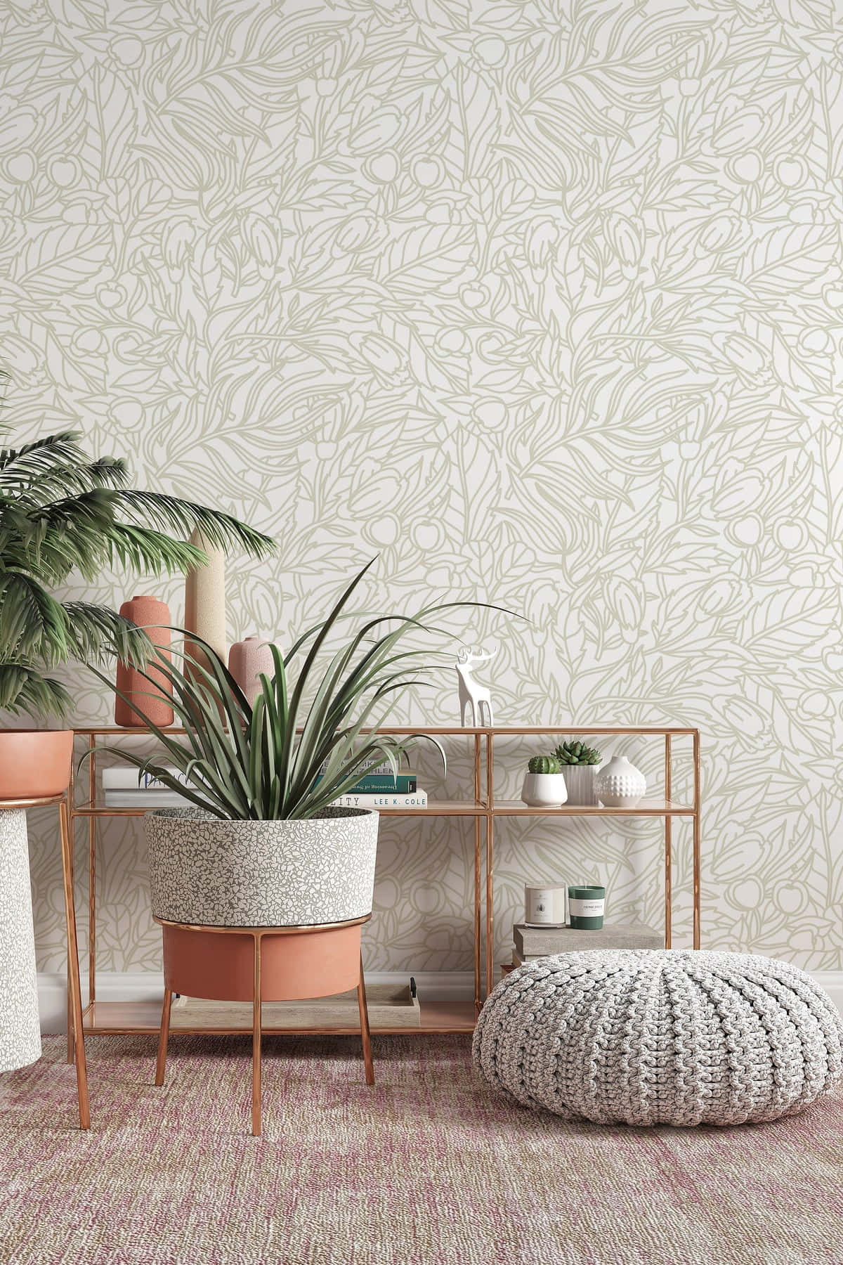 Neutral_ Floral_ Wallpaper_ Interior Wallpaper