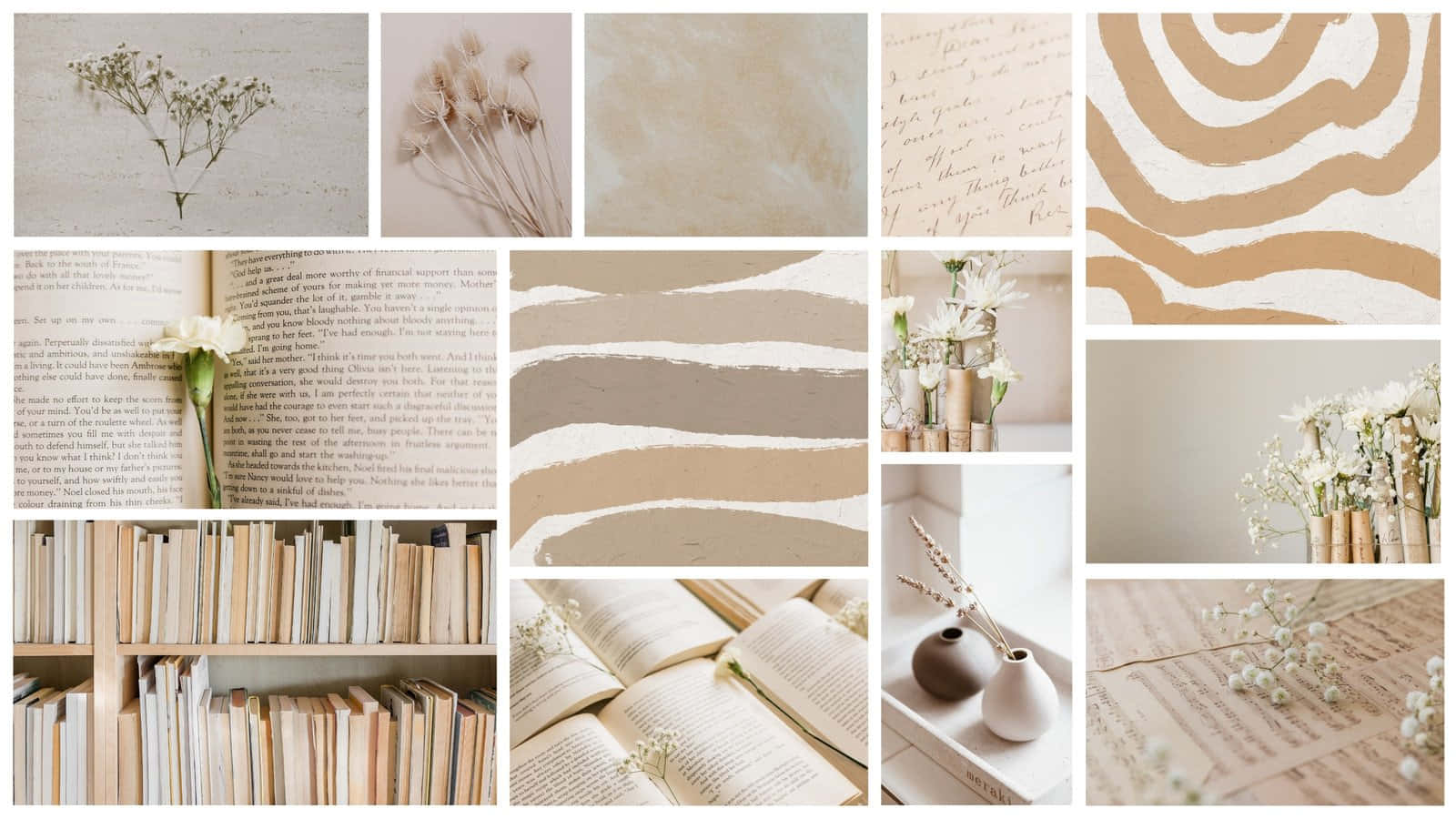 Neutral Toned Academic Collage Wallpaper