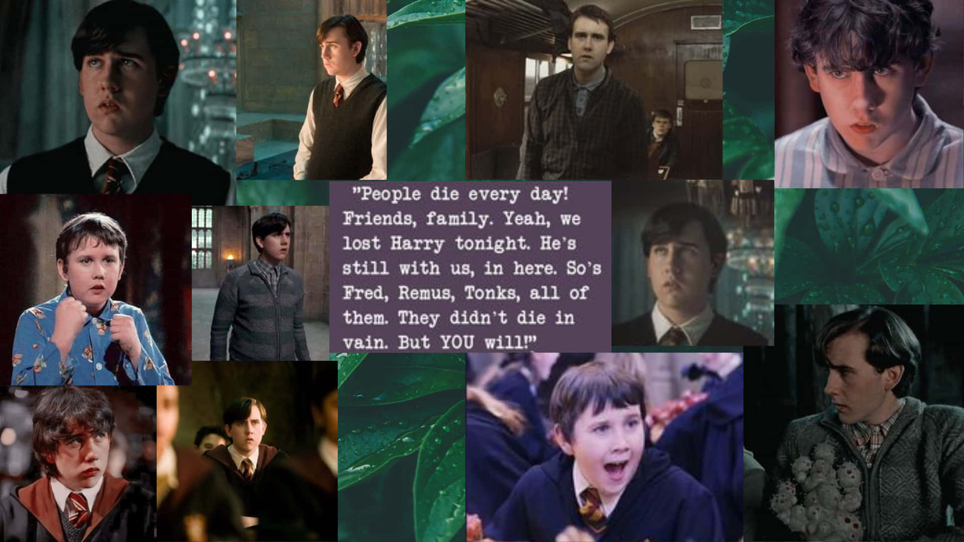 Neville Longbottom bravely holding his wand in a magical moment. Wallpaper