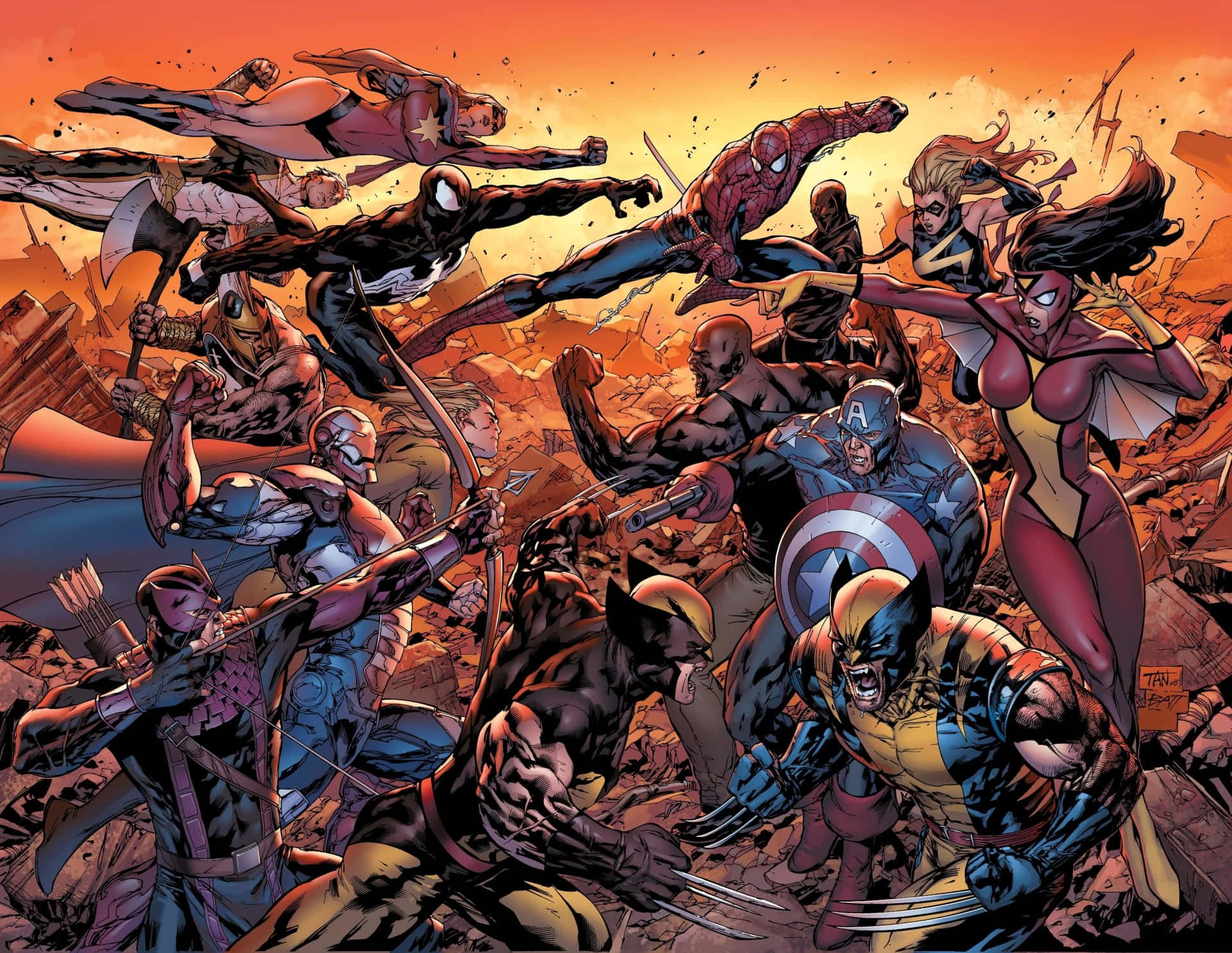 Assemble for Battle - New Avengers in Action Wallpaper