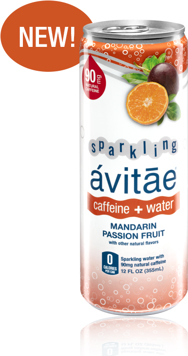 New Avitae Sparkling Caffeinated Water Mandarin Passion Fruit PNG