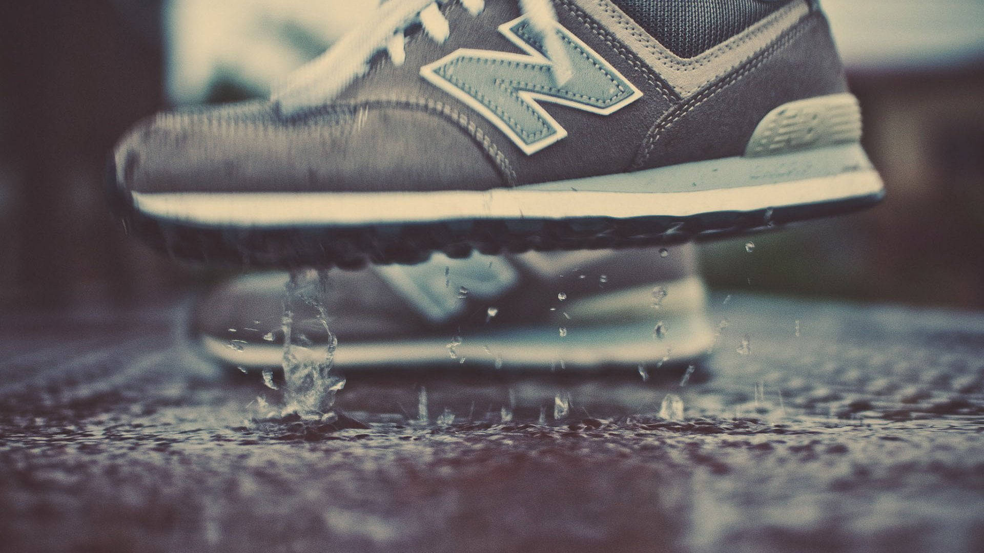 New Balance On Puddle Of Water Wallpaper