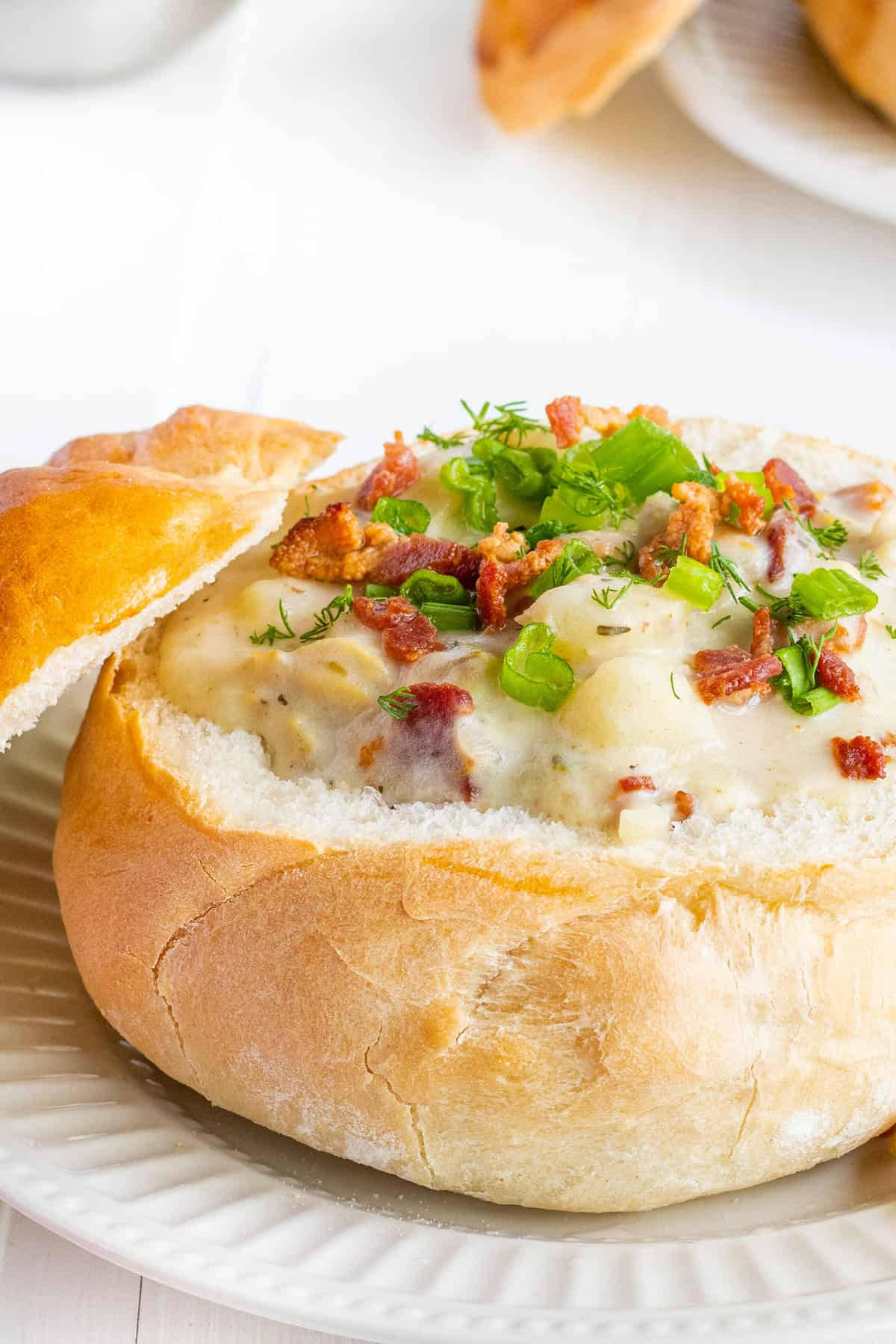 New England Clam Chowder Served in a Bread Bowl Wallpaper