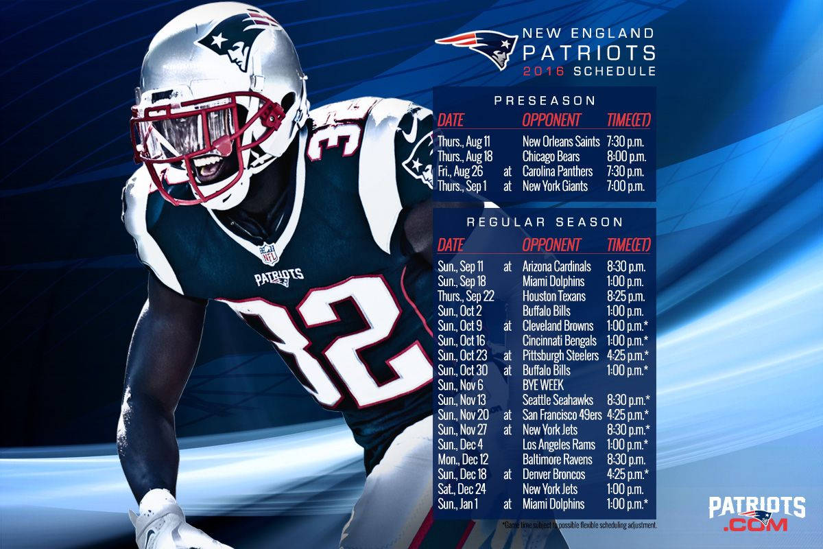 New England Patriots 2018 Schedule Wallpaper