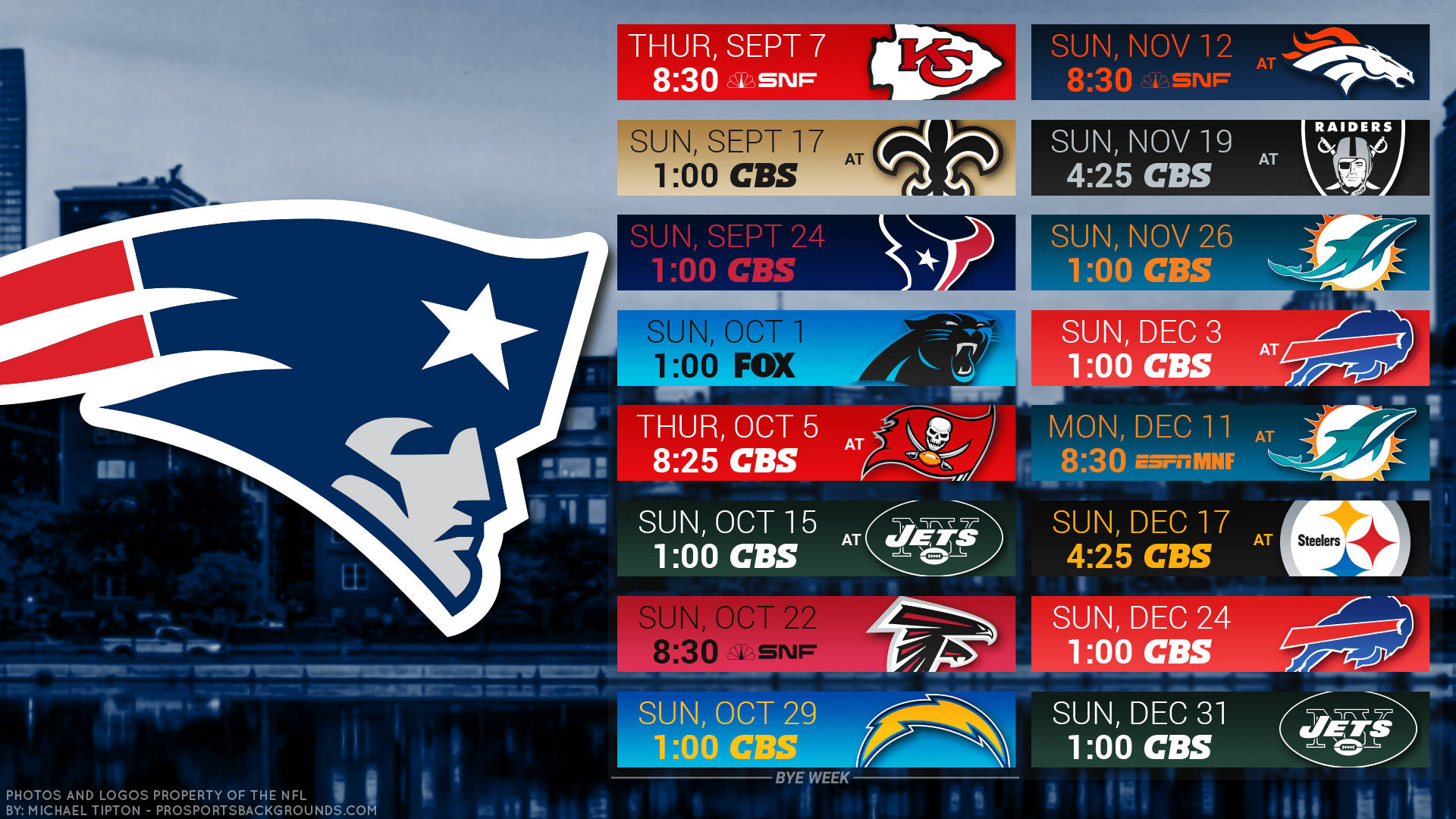 Get your downloadable New England Patriots 2023 schedule wallpaper