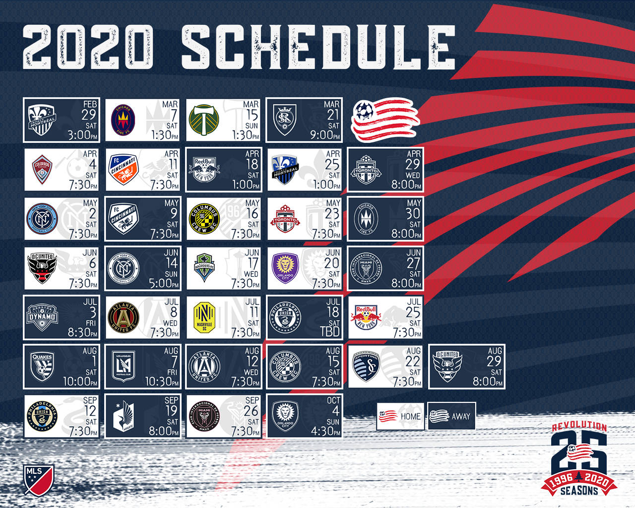 New England Revolution MLS 2020 Schedule Wallpaper