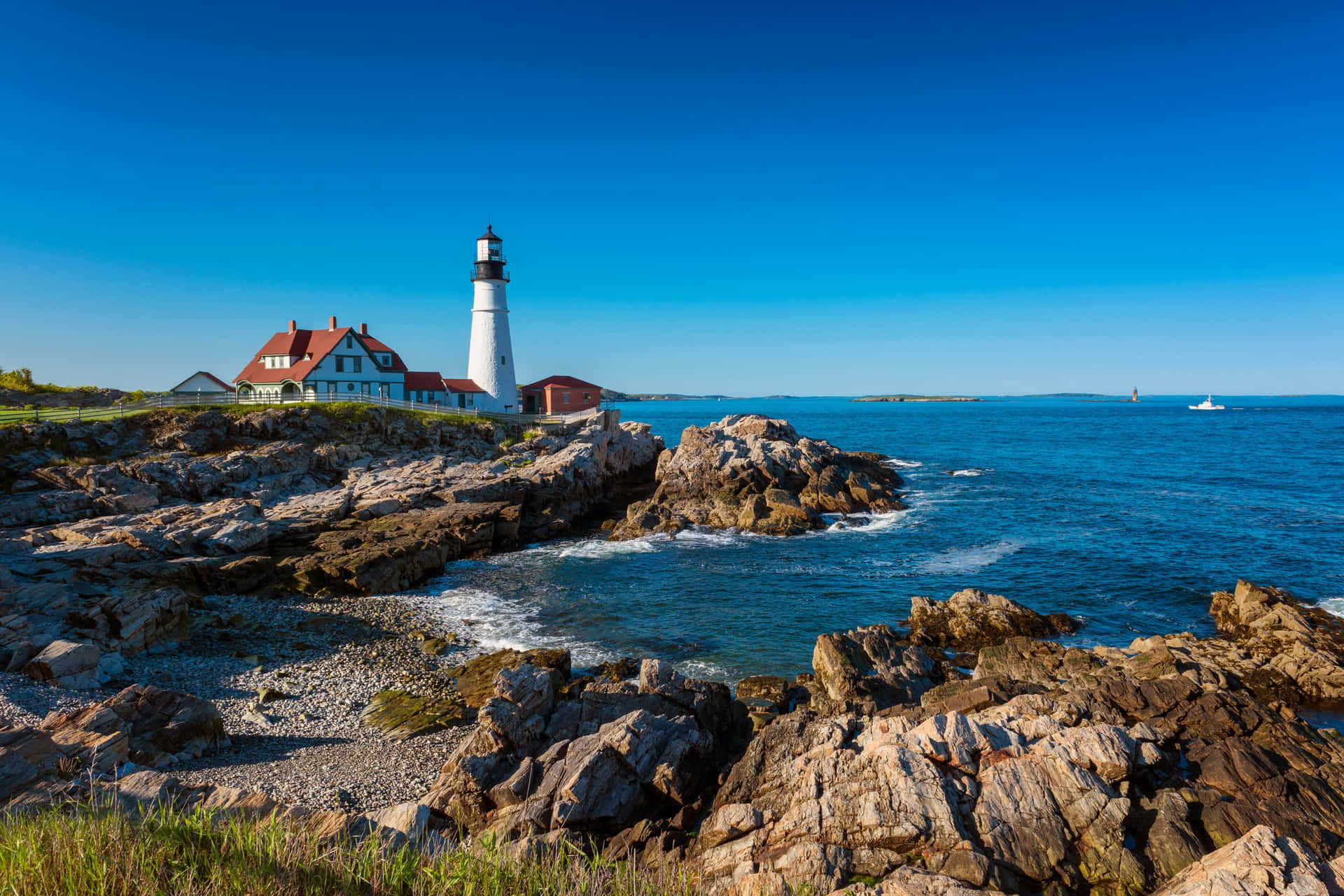 Lighthouse Beach New England Summer Wallpaper