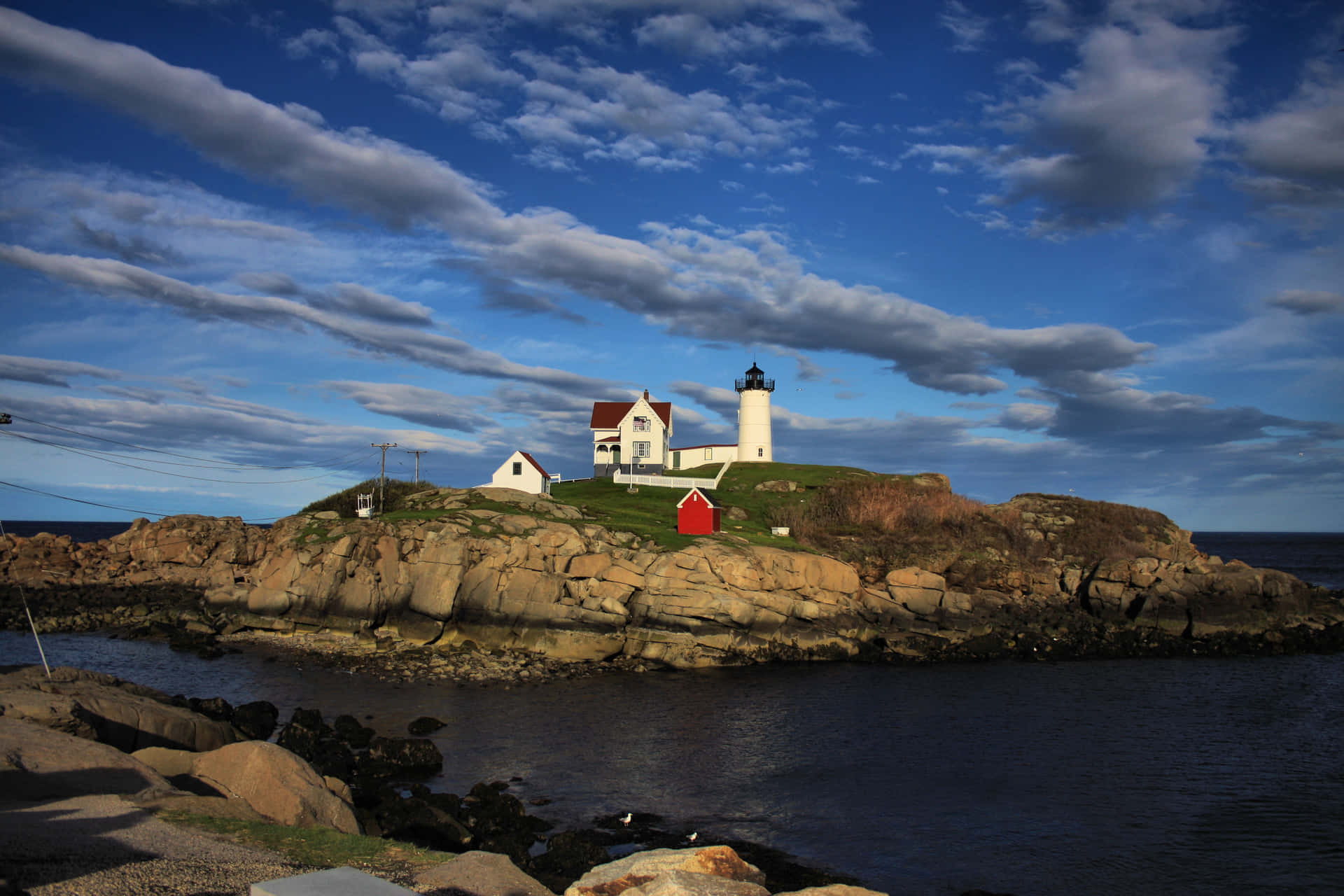 New England Summer Sea Lighthouse Wallpaper