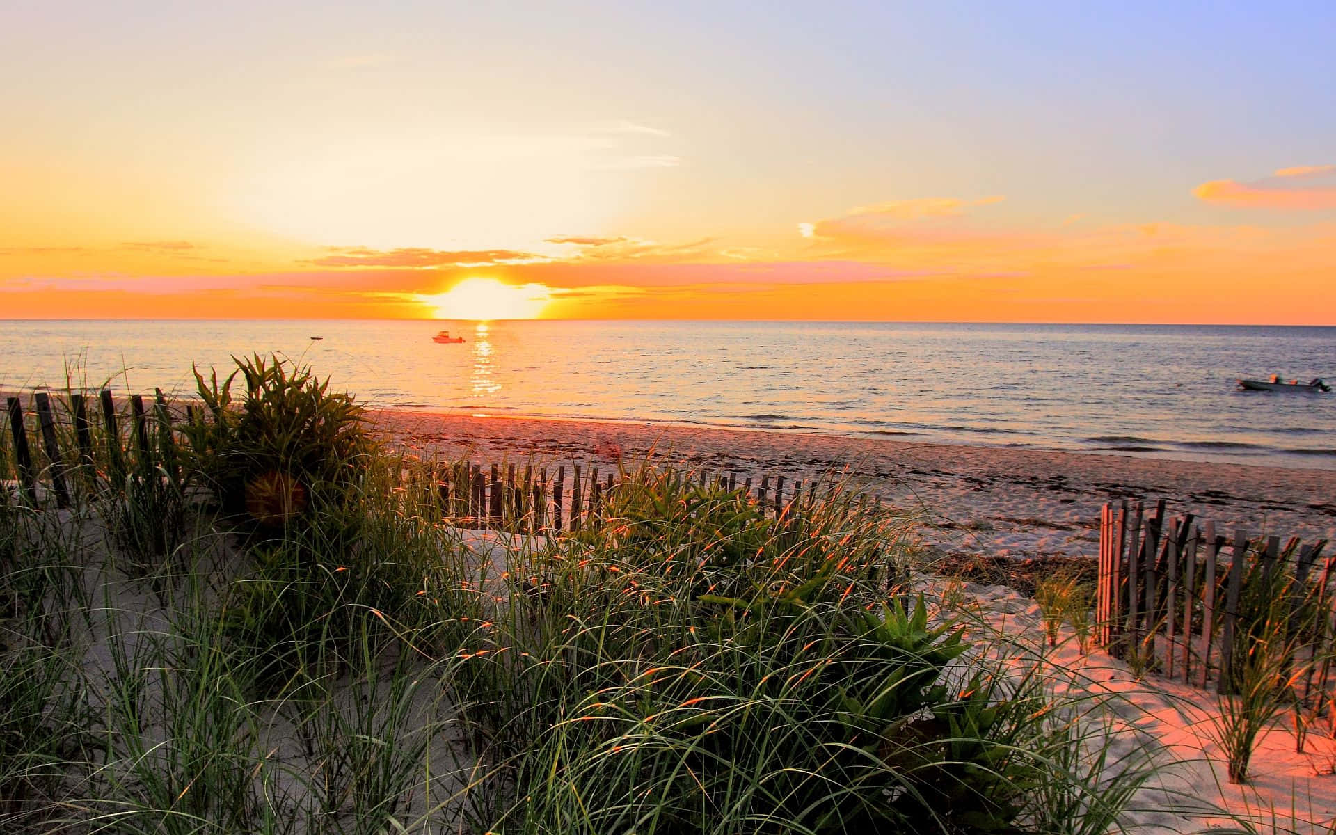 Sunset Beach New England Summer Wallpaper