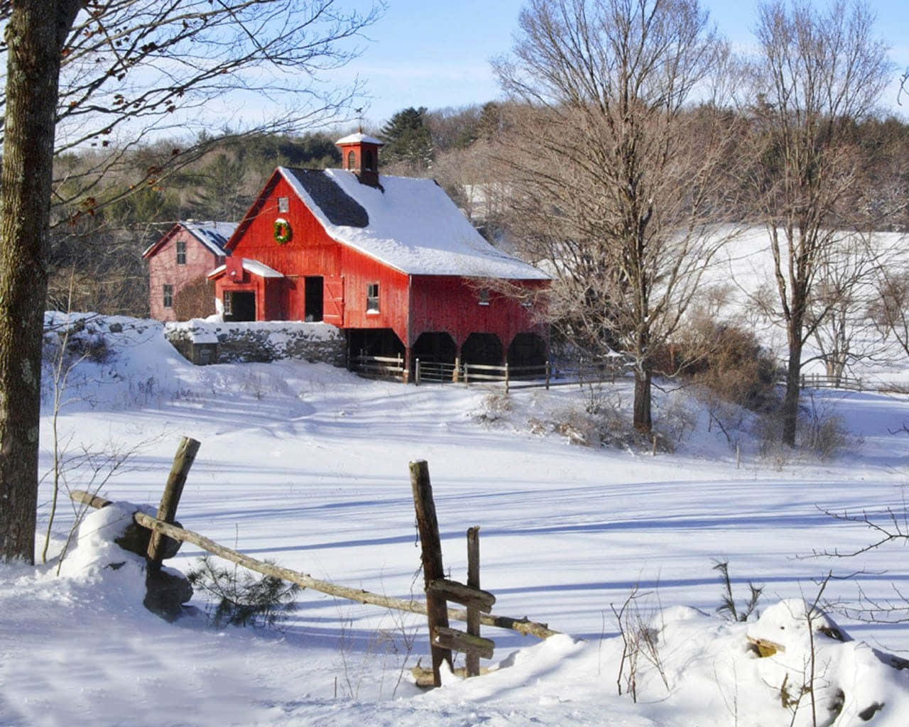 Se den betagende skønhed af New Hampshire om vinteren. Wallpaper