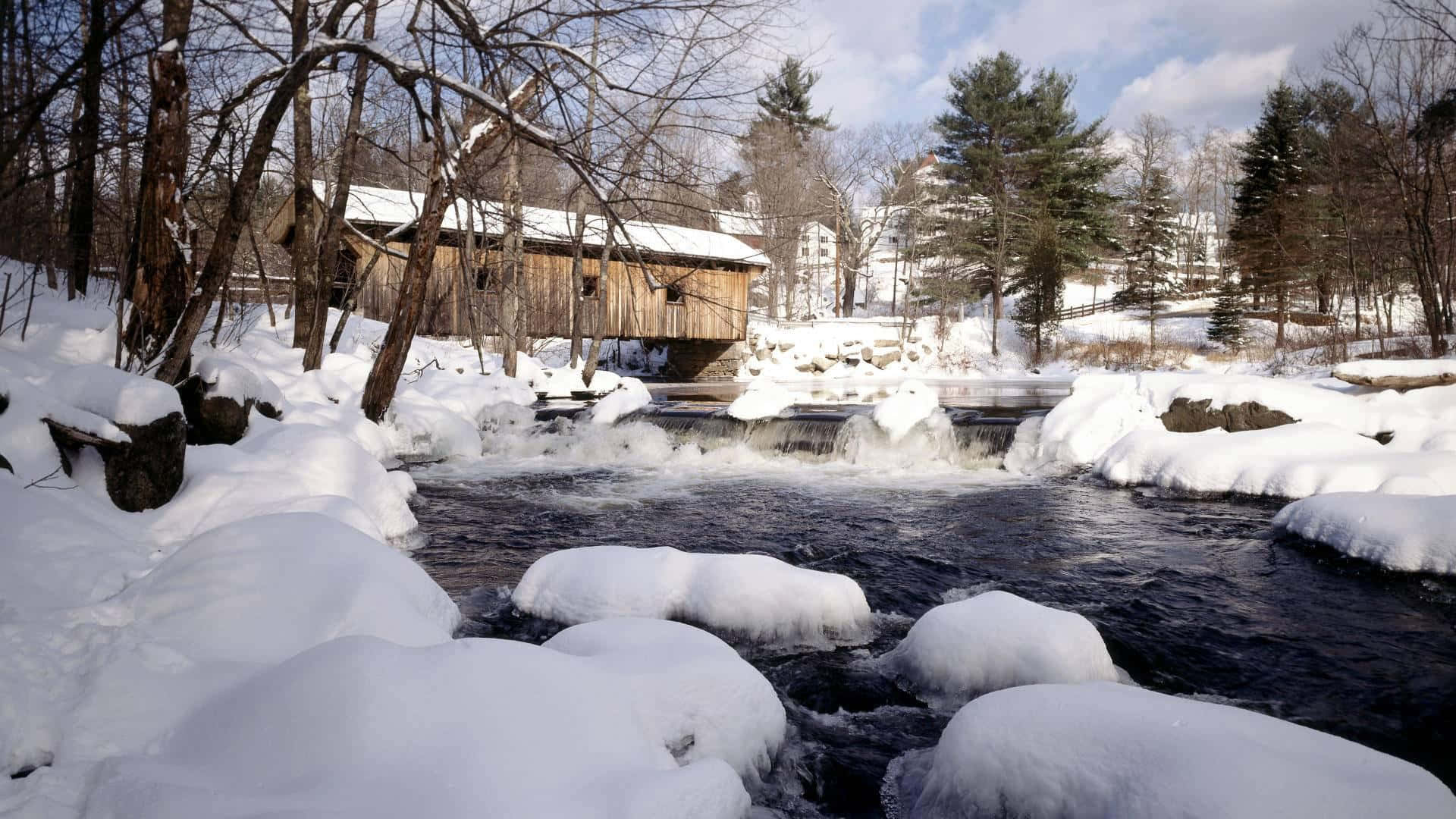 Sensacionaltemporada De Invierno En New Hampshire Fondo de pantalla