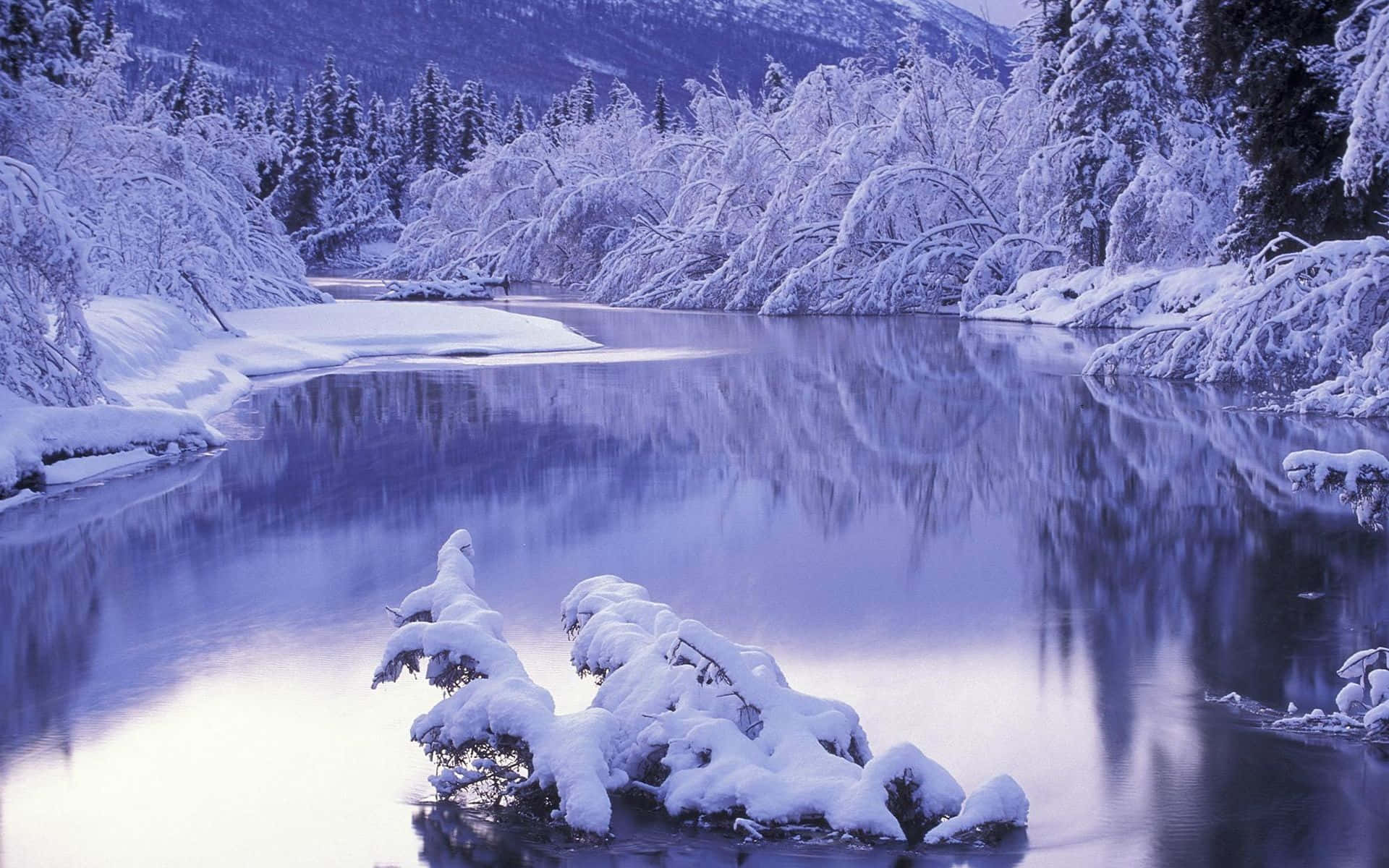 New Hampshire Winter Snowy River Wallpaper
