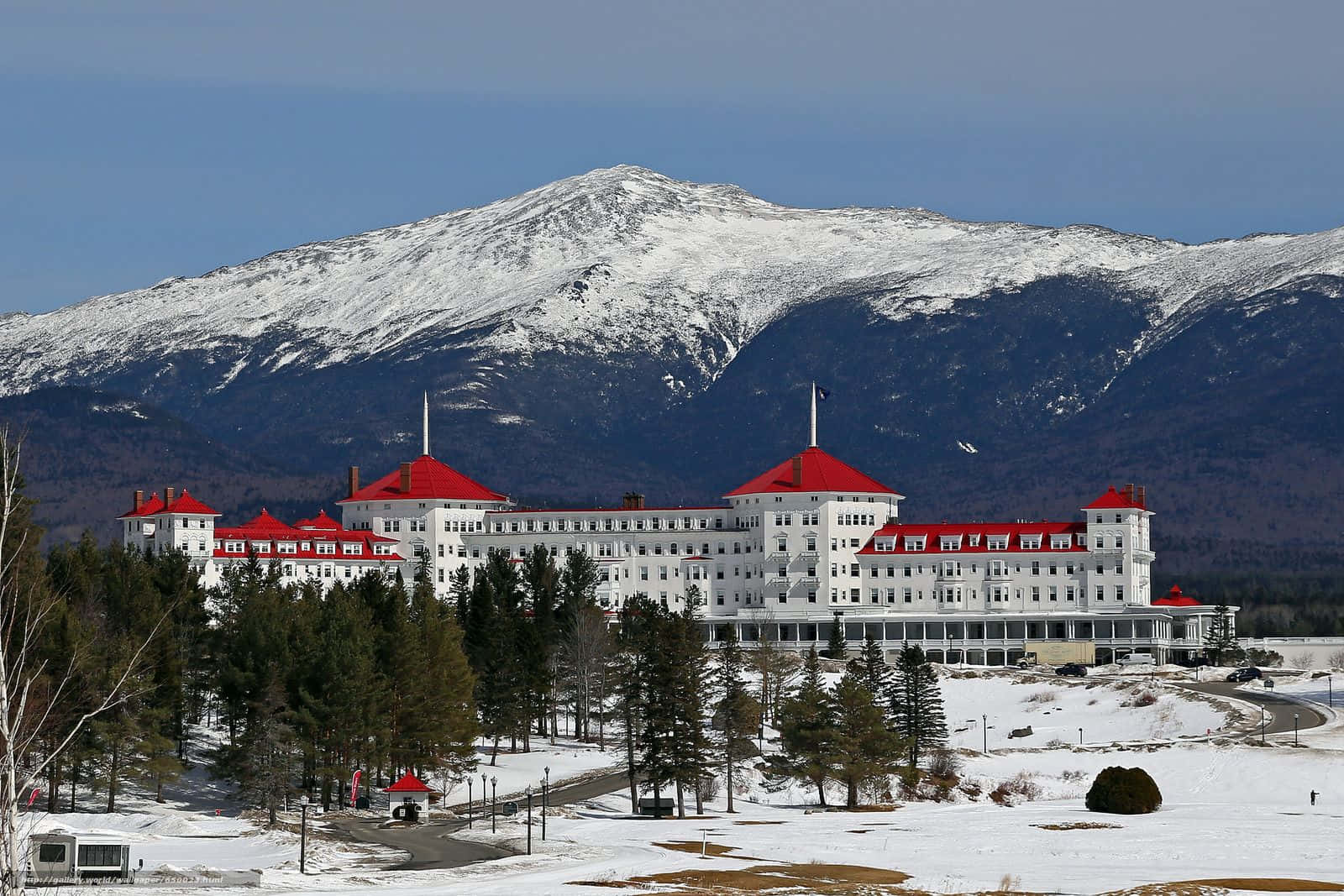Impressive Omni Mount Washington Resort New Hampshire Winter Landscape Wallpaper