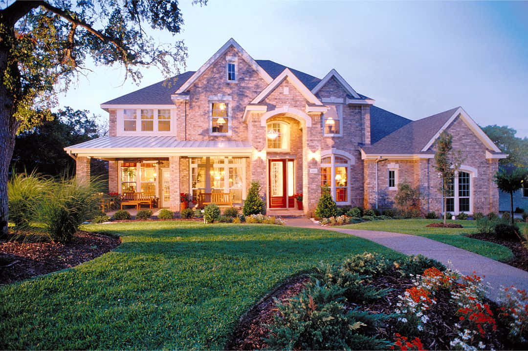 Et fredeligt udsigt over suburbane huse for at skabe det perfekte hjem for ethvert familie.