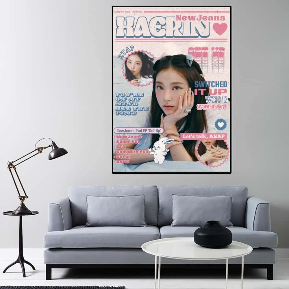 New Jeans Haerin Tijdschrift Cover Poster Achtergrond