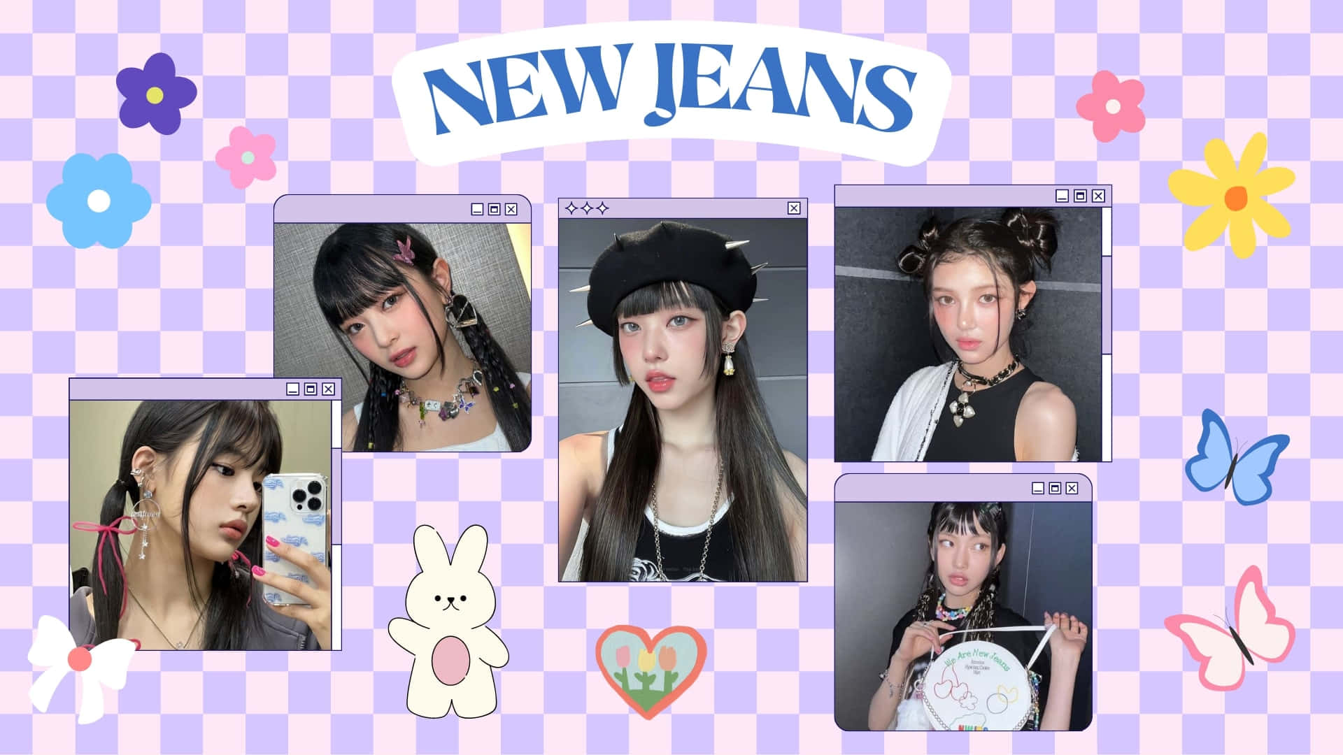 Download New Jeans Members Collage Aesthetic Wallpaper | Wallpapers.com