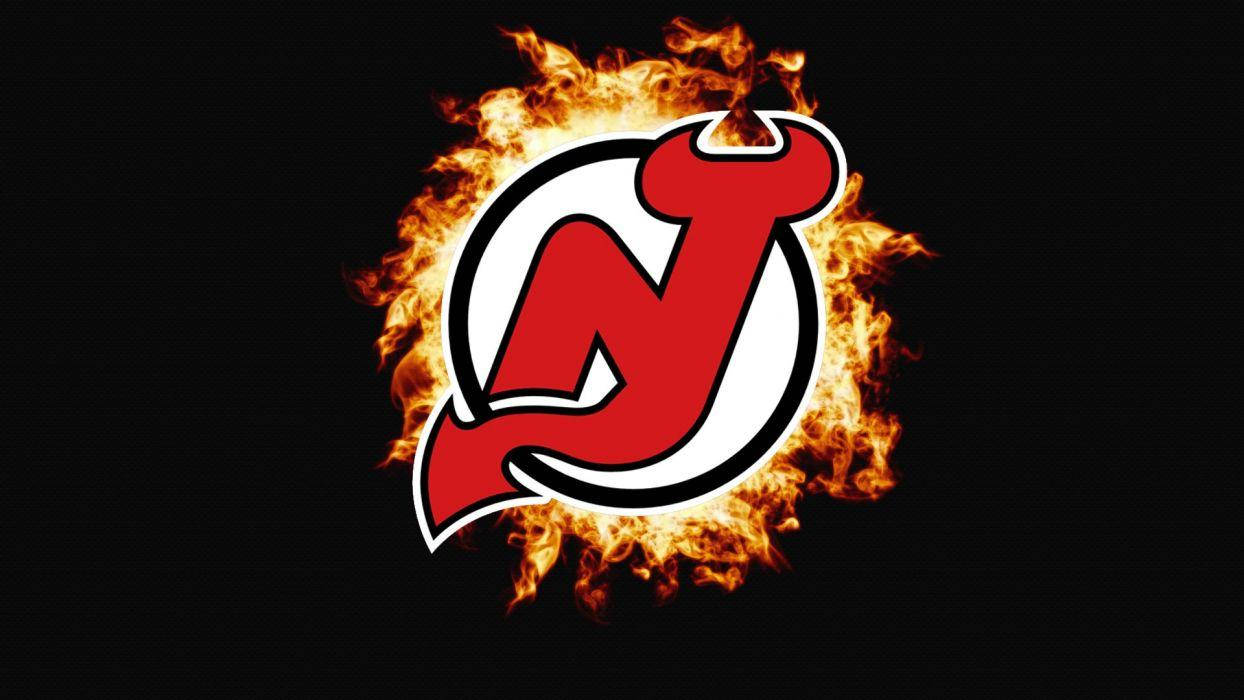 Logotipode Los New Jersey Devils En Llamas. Fondo de pantalla