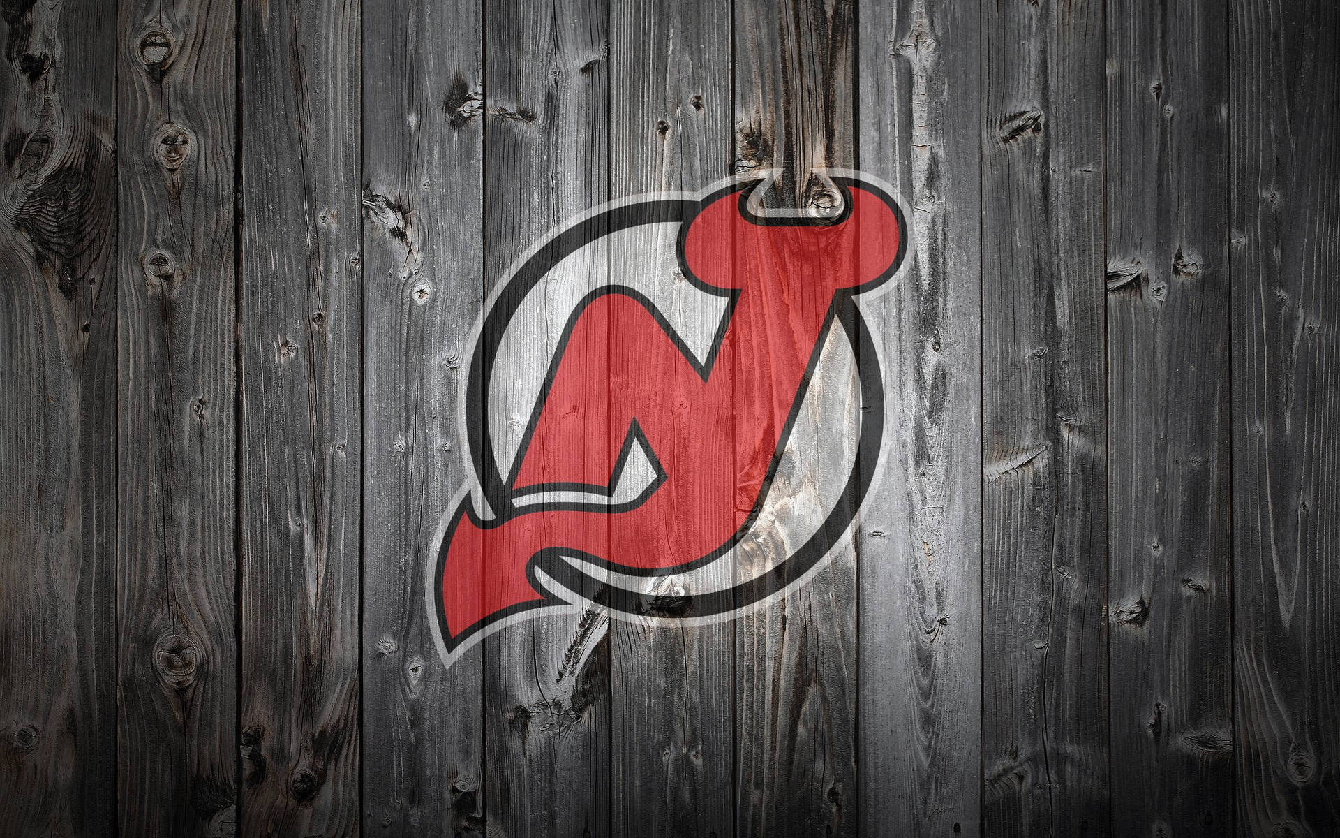 New Jersey Devils Logo on Wooden Tiles Wallpaper
