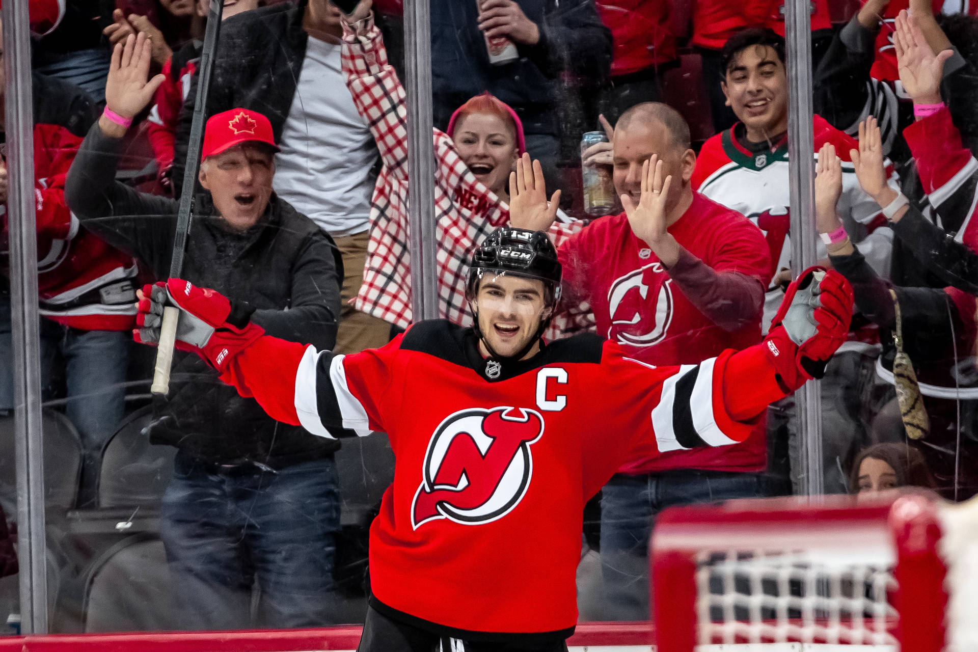 Exciting Moments with NJ Devils Player Wallpaper