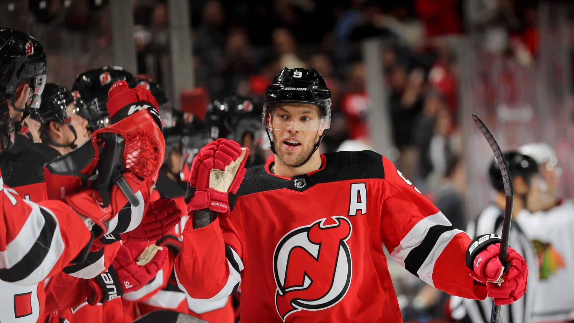 Taylor Hall in Action with the New Jersey Devils Wallpaper