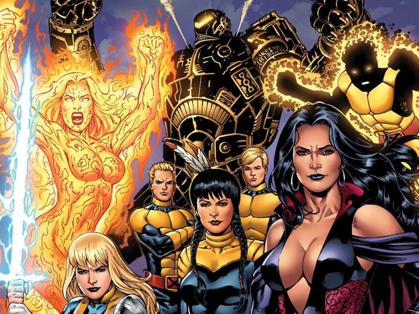Team of New Mutants showcasing their powers in action Wallpaper