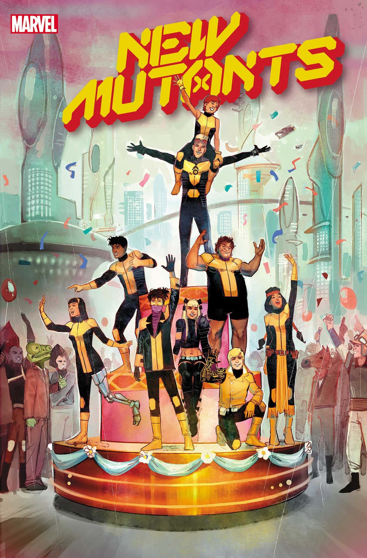 New Mutants superhero team posing in action Wallpaper