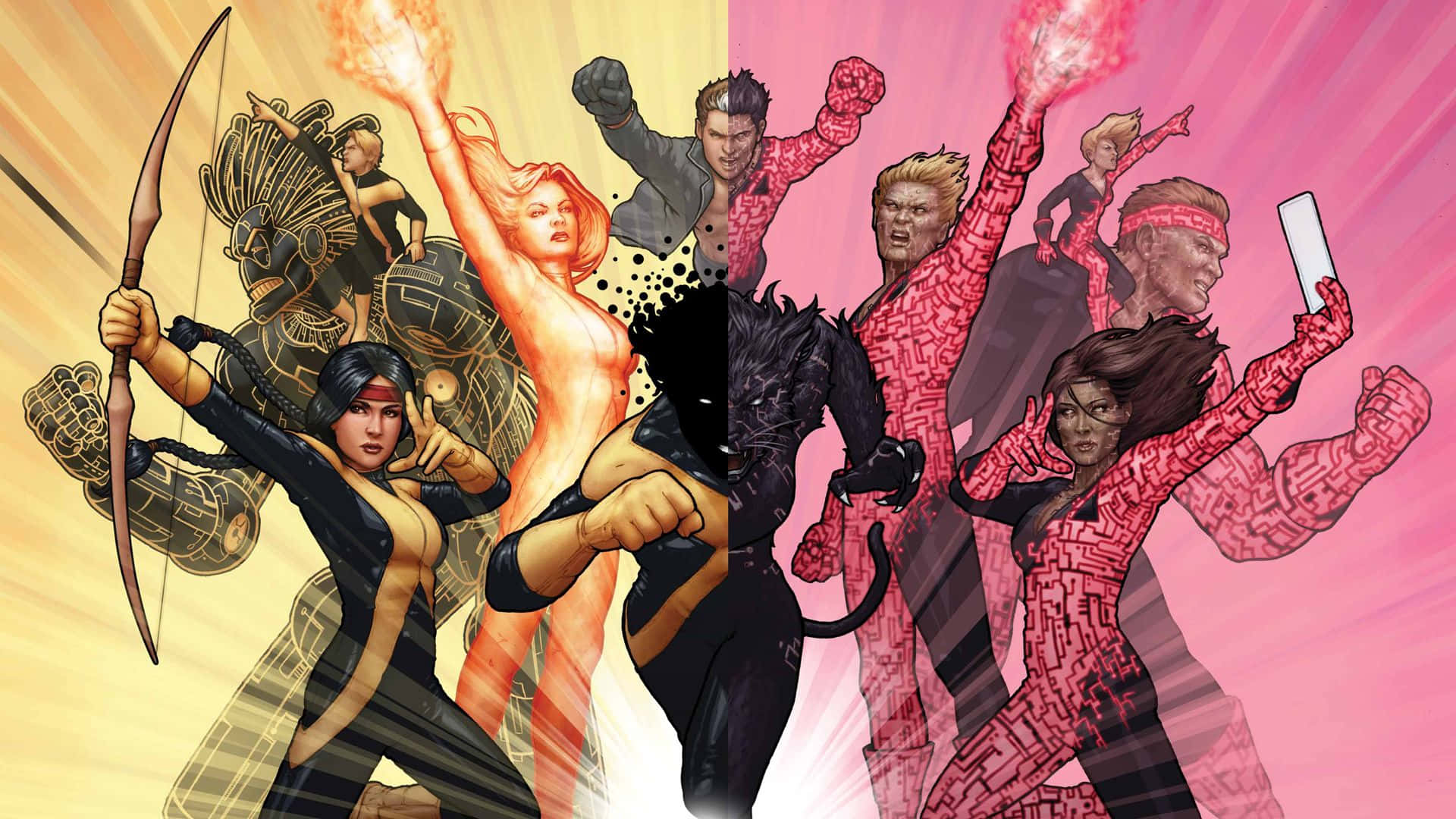 The New Mutants group standing together in action Wallpaper