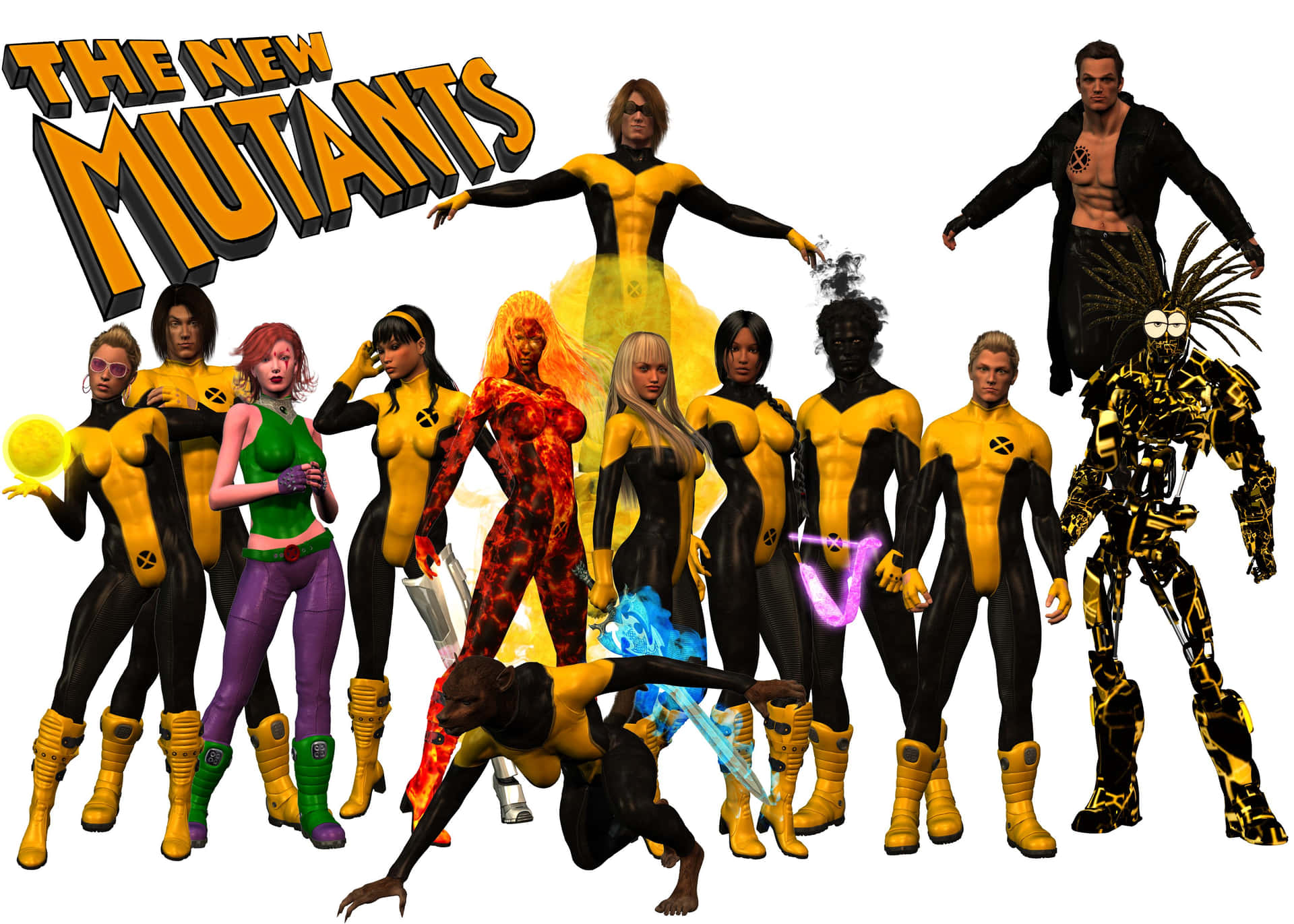 The New Mutants Unite - Marvel Superheroes in Action Wallpaper
