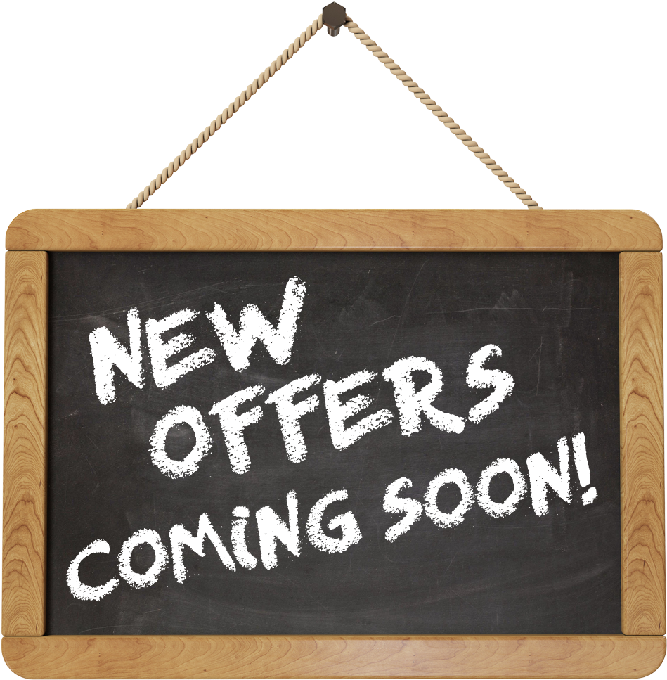 New Offers Coming Soon Chalkboard Sign PNG