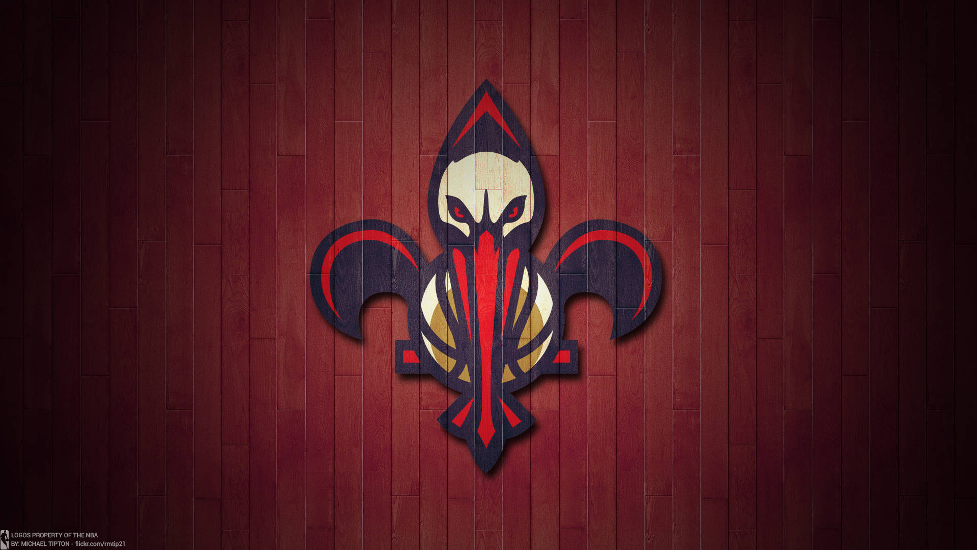 New Orleans Pelicans Red Wood Planks Wallpaper
