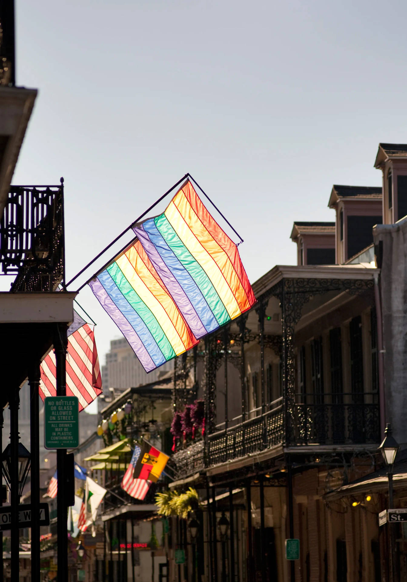 Vibrant Pride Flag Over New Orleans Skyline Wallpaper